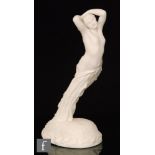 A 19th Century Parian figure of nude female draped in a robe from which she appears to float,