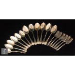 A parcel lot of assorted old English pattern flat ware to include a set of six dessert forks and