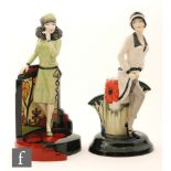 Two Kevin Francis Clarice Cliff figures modelled by Andy Moss to a design by John Michael,