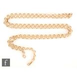A 9ct hallmarked modern open round belcher link chain, terminating in lobster clasp, length 92cm,
