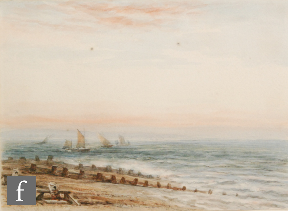 JAMES ORROCK, RI (1829-1913) - Worthing - fishing boats off shore, watercolour, signed, - Image 2 of 2
