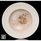 A Royal Worcester bowl with hand tinted decoration of a red-legged partridge, diameter 23cm.