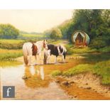 FRANK WRIGHT (1928-2016) - Gypsy horses, acrylic on canvas, signed, framed,