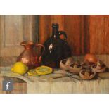 MARY REMINGTON (1910-2003) - 'The copper jug and black bottle', oil on board, signed,