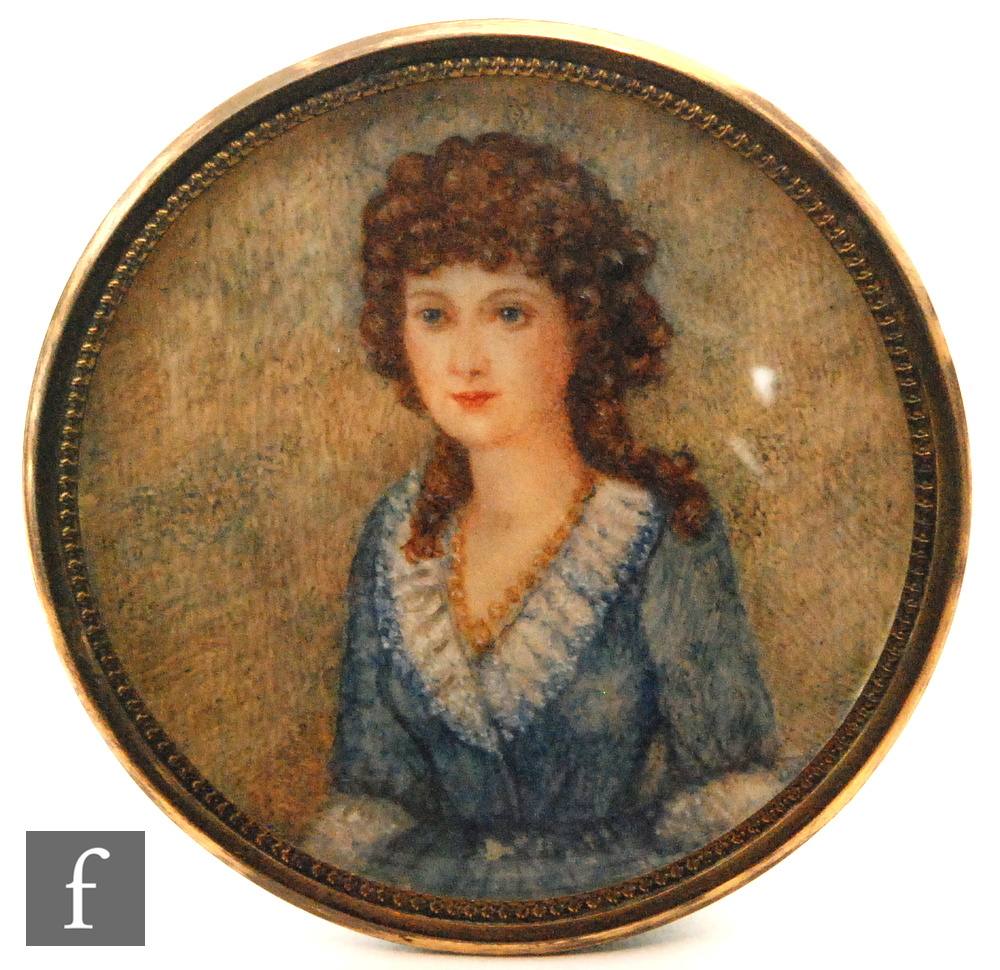 ENGLISH SCHOOL (EARLY 20TH CENTURY) - Portrait of a young lady wearing late 18th century dress,