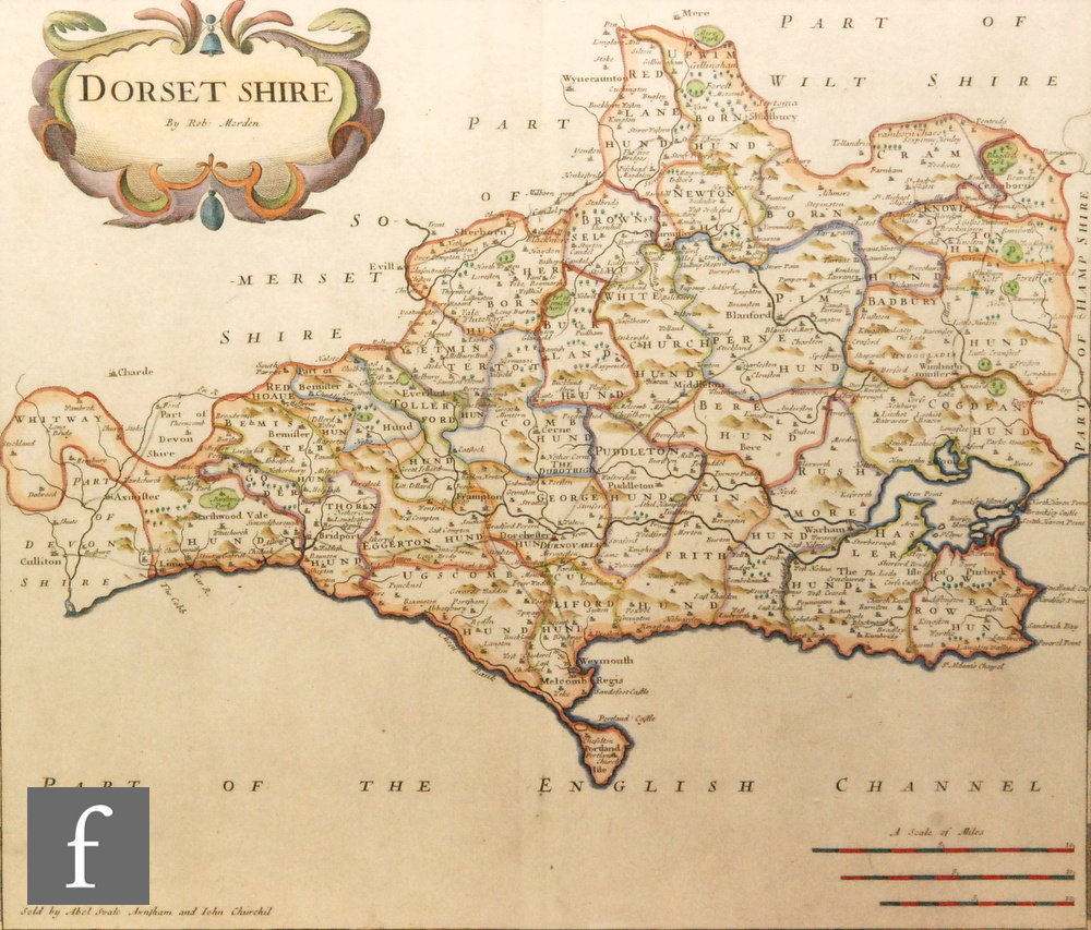 ROBERT MORDEN - 'Worcestershire', hand coloured engraving, published in Camden's Britannia, 1695,