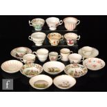 A collection of assorted 19th and early 20th Century teacups and teabowls and saucers of varying