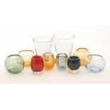 A collection of later 20th Century Whitefriars glass vases and bowls,