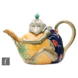 A 19th Century Minton Majolica monkey teapot,