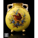 A Royal Worcester moonflask, by John Hopewell, dated 1887, of rounded form,
