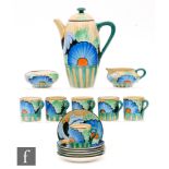 A 1930s Gray's Pottery coffee service in the Hampton pattern, comprising coffee pot,