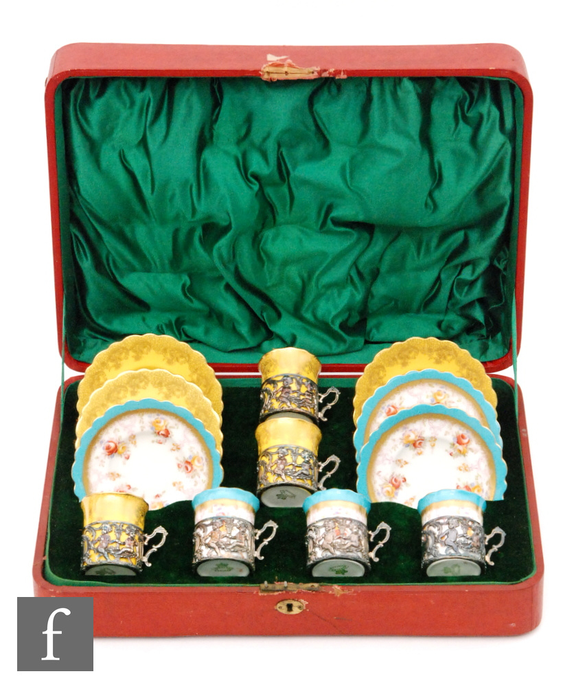 A cased early 20th Century Aynsley coffee set,