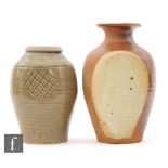 A Jeremy Leach Lowerdown pottery vase, the tapered ovoid vase,