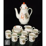 An early 20th Century Booths Silicon China Ceylon Ivory coffee service comprising coffee pot,