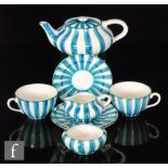 A 1920s-1930s Gray's Pottery tea set for two in the Aquamer pattern designed by Susie Cooper,