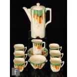 A 1930s Royal Doulton Art Deco coffee service in pattern no.