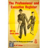 A post war pictorial advertising poster titled The professional and executive register offer good