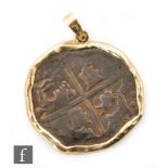 Spain (Phillip III) - A Peru piece of eight,circa 1620 in later gold pendant mount,