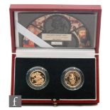 Elizabeth II - A 2000 two sovereign proof Jersey coin set with certificate, No 0002, cased.