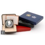 Elizabeth II - A four silver proof coin and ingot set for The Queen Elizabeth II collection