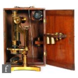 A late 20th Century brass microscope by R & J Beck London and Philadelphia No.