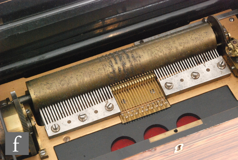 A musical box playing ten airs, eighteen key organ section, tune card, cylinder 23. - Image 3 of 3