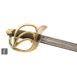 A 19th Century French Cuirassiers sword and scabbard with pierced brass basket No 4953,