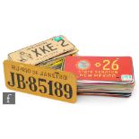 A collection of American licence number plates from the 1970s to include Hawaii, Louisiana,