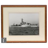 Beken - A photograph of HMS Cavalier of Cowes, 20cm x 27cm, framed.