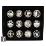 Elizabeth II - Ten silver proof coins to commemorate the world cup 1994 and another for Gordon
