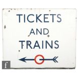 A London Transport Underground enamelled sign 'To Train and Tickets',