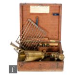 A 19th Century brass Richards patent steamengine indicator in fitted mahogany case with accessories.