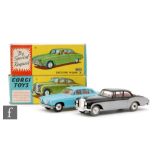 Two Corgi Toys diecast model cars, #238 Jaguar Mark X in light blue with red interior,