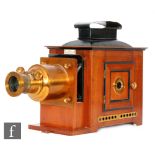 A 19th Century mahogany cased magic lantern by Perken Son & Co Ltd London,