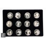Official Royal Airforce museum - A set of twelve silver proof coins for various flight events (12)