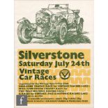 Two Silverstone vintage car racing posters for July 22nd, 63cm x 45cm and another for July 24th,