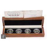 Elizabeth II - A cased set of four silver proof Heraldic beasts ingots for the coronation