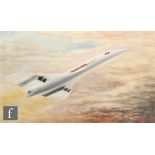 Derek Andrews (20th Century) - Oil on canvas, Concorde in flight, signed and dated 1965,