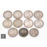 George IV to Elizabeth II - Eight crowns dated 1821, 1889, 1890, 1891 x 2, 1894, 1897,