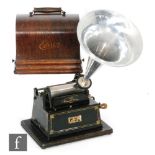 An Edison Gem phonograph serial No 303011C, model C reproducer with later aluminium horn,