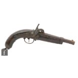 A 19th Century percussion holster pistol, iron furniture,