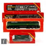Four OO gauge Hornby BR diesel locomotives, R156 Class 08 shunter '3012', R357 A-I-A 'D5572',