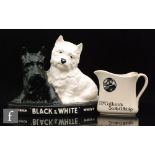 A Brentleigh Scottie dog advertising figure group for Scotch whisky and a Royal Doulton Scotch