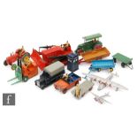 A collection of Dinky Toys diecast agricultural, construction and aircraft models and accessories,