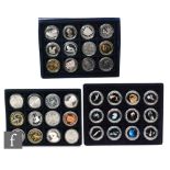 A set of ten Mozambique 2010 enamelled proof coins Deep sea creatures and various other silver and