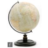 A Phillip's 12" terrestrial globe No 2615 on turned circular ebonised base,