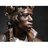A Roger Southall original bronze bust of Jimi Hendrix wearing a Hussars pelise cavalry jacket