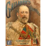 An early 20th Century lithograph printed card advertising pictorial sign of Edward VII for
