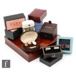 A pair of Dunhill novelty cufflinks, various others and pendants, etc., all boxed.