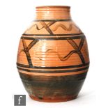 A Winchcombe studio pottery vase by Michael Cardew, a hand thrown vase of ovoid form with collar